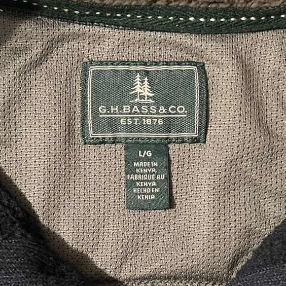 G. H. Bass & Co. Men's Size Large Pullover Mock Neck 3 Buttons Sweater Blue - Picture 4 of 6